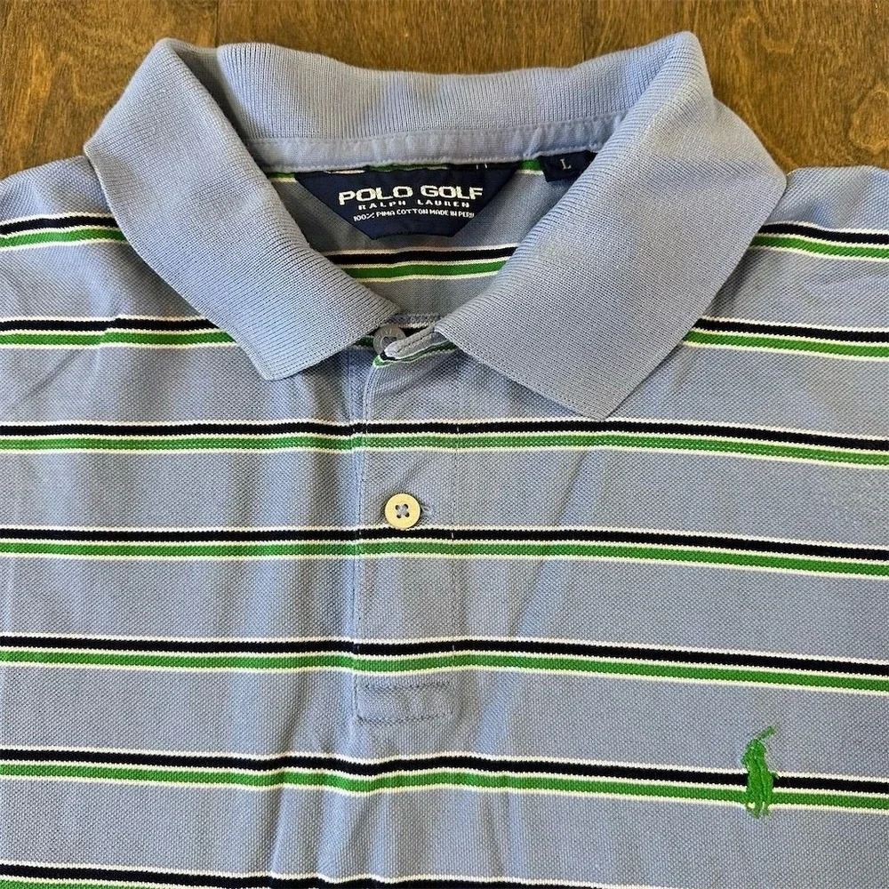 Ralph Lauren Men's Striped Polo Shirt Multicolor Size L Golf‎ Casual